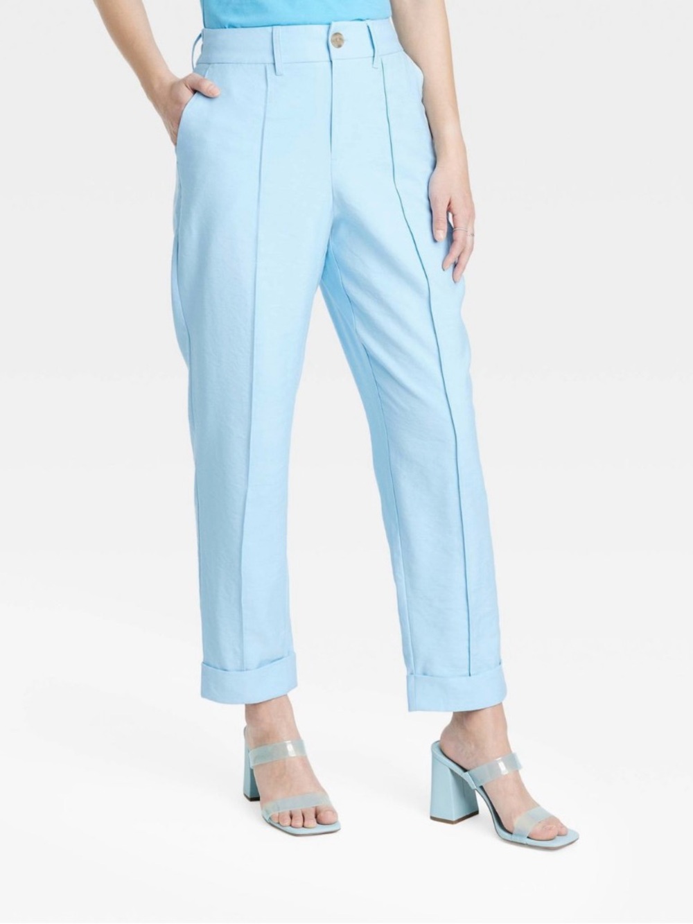 High-Rise Slim Fit Effortless Pintuck Ankle Pants